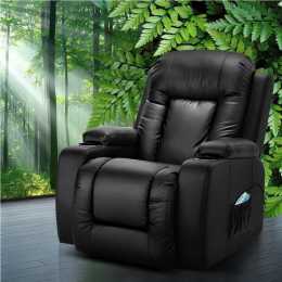Artiss Recliner Chair 8-Point Massage Chairs Leather Ergonomic Lounge Sofa Armchair Home Furniture