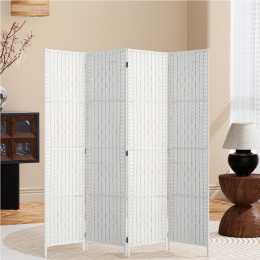 4 Panel Artiss Room Divider Screen 163x170cm Woven White
