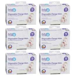 6x 10PK Baby U Disposable Portable Change Mats Nappies/Diaper Changing Pads WHT