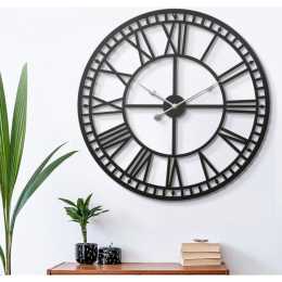 Artiss Wall Clock 60CM Large Roman Numerals Round Metal Luxury Wall Clocks Home Decor Black