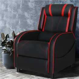 Artiss Recliner Chair PU Leather Gaming Recliners Sofa Black Lounge Couch Armchair with Study Steel Base