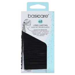 Basicare Round Elastic Hair Ties Black 48pcs No Metal Snag Free