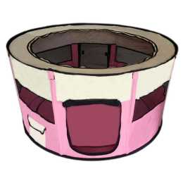 YES4PETS Large Round Portable Soft Playpen Dog Cat Puppy Playpen-Pink