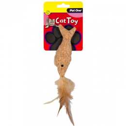 Cork Fish with Feathers 14cm Cat & Kitten Toy by Pet One