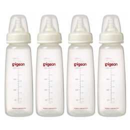 4PK Pigeon 240ml Flexible Slim Neck PP 4m+ Bottles Baby Feeding Bottle Twin Pack