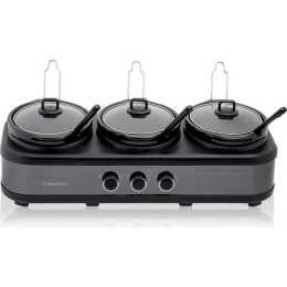 Westinghouse 3x 2.5L Slow Cooker Stainless Steel Pot Cookware w/ Lid/Spoon Black