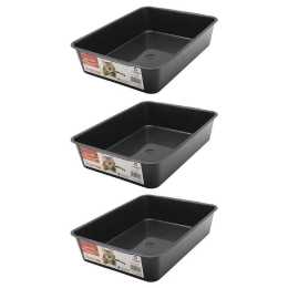 3x Paws & Claws 41.5cm Portable Cat/Kitten/Pet Litter Tray Durable/Non Toxic BLK