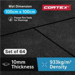 CORTEX Rubber Gym Floor Mat 10mm Set of 64