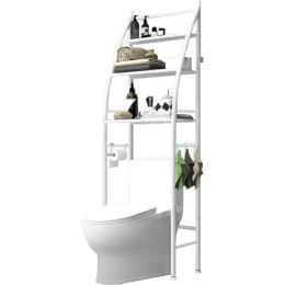 ACA 3 Tiers Bathroom Storage Rack Over Toilet Steel Towel Rack Shelf Organiser Hook White