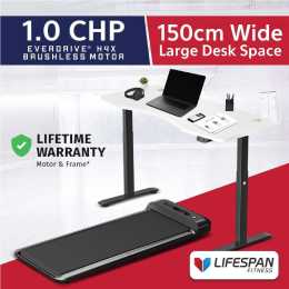 Lifespan Fitness WalkingPadM2 Treadmill with ErgoDesk Automatic Standing Desk 1500mm in White/Black