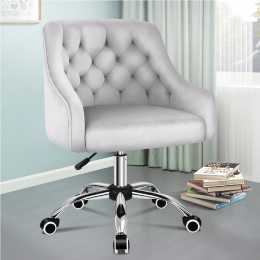 ALFORDSON Velvet Office Chair Computer Swivel Chairs Armchair Work Study Seat Grey Adult Kids
