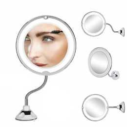 10X Magnifying Makeup Mirror With LED Light Cosmetic 360 Rotation Flexible