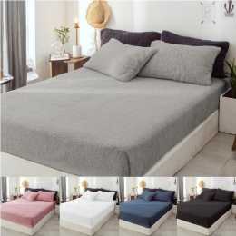 Luxor Teddy Bear Fleece Fitted Sheet + Pillowcase Set in 5 Colors Queen / Blush