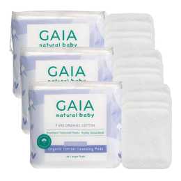 120x Gaia Natural Baby Organic Cotton Cleansing Pads Face/Skin/Body Kids 0m+