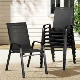 6x Gardeon Outdoor Dining Chairs Stackable Lounge Chair Bistro Set Patio Furniture