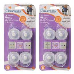 8x Dreambaby 12cm Baby Safety Mini Multi-Purpose Latches Cabinets/Cupboards WHT