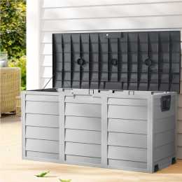 Gardeon Outdoor Storage Lockable Box Weatherproof Garden Deck Toy Tool Organiser Grey