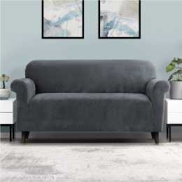 3 Seater Artiss Sofa Cover Couch Covers Velvet Grey