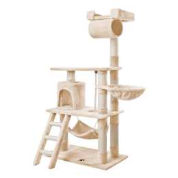 BEASTIE Cat Tree with Hammock Scratching Post Beige 141cm