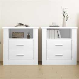 ALFORDSON Set of 2 Bedside Table - Aurel Clean-lined Nightstand (White)