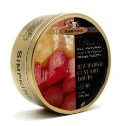 Simpkins Rhubarb and Custard Drops 175g Tin Sweets Candy Lollies