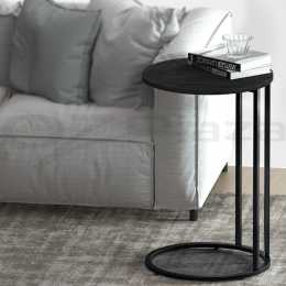 61CM Artiss Coffee Table Side Table Round Black Martha