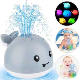 Nevenka Bath Toys Whale Light Up Sprinkler Bathtub Toys for Age 3+ -Gray