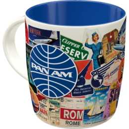 Nostalgic Art Ceramic 330ml Mug Coffee/Water Cup w/ Handle Pan Am Travel Collage