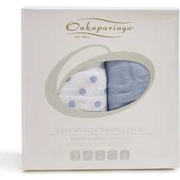 2PK Onkaparinga Baby Muslin Sleeping Blanket Swaddle Wrap Cotton Blue Spots