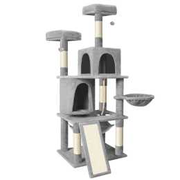 BEASTIE Cat Tree Hammock Scratching Post Light Grey 161cm
