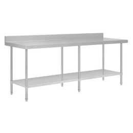 Vogue Premium 304 Stainless Steel Table with Upstand - 2400x600x900mm
