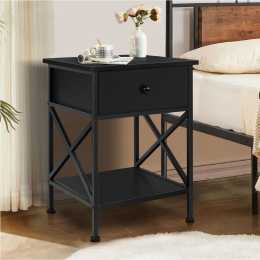 ALFORDSON Bedside Table - Coye Metal Frame Retro Nightstand (Black)