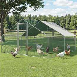 i.Pet Chicken Coop Cage 3x4x2m Galvanised Steel w/Oxford Canopy