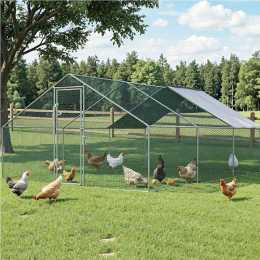 i.Pet Chicken Coop Cage 3x6x2m Galvanised Steel w/Oxford Canopy