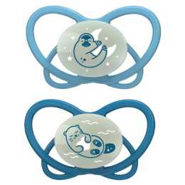 2pc Nip My Butterfly Size 2 Night Soother Orthodontic Pacifier Baby 5-18m Blue
