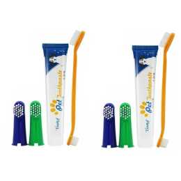 2x Pet Dog Cat Cleaning Toothpaste Toothbrush Back Up Brush Set Vanilla Flavour
