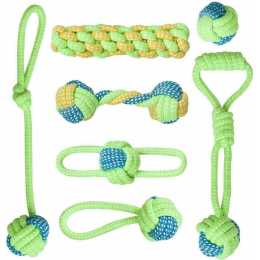 7pcs Dog Rope Chew Toys Kit Strong Knot Ball Pet Puppy Cotton Teething Toy
