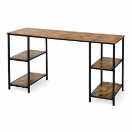 Foret Computer Desk Office Table Storage Shelf Study Work Metal Antique Brown