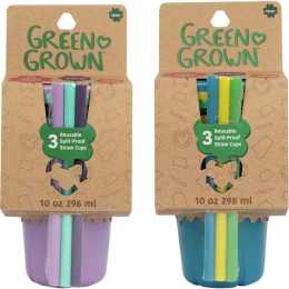 6pc Green Grown 10oz/296ml Straw Sippy/Drinking Cups Kids Set 18m+ Assorted