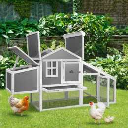 Alopet Chicken Coop Rabbit Hutch Large Wooden House Run Hatch Box Open Roof