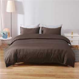 LINENOVA Quilt Cover Set 100% Cotton - Chocolate (Single Double Queen King Super King) Double