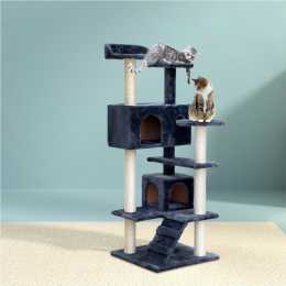 134cm Cat Tree i.Pet Scratching Post Scratcher Tower Condo House Furniture Wood Grey
