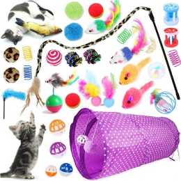 Cat Kitten Toys Rod Fur Mice Bells Balls Catnip Lovely Pet Toy - 33pcs