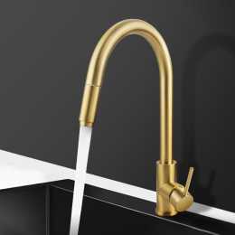 ACA Brushed Gold Pull Out Kitchen Tap Laundry Mixer Sink Basin Faucet Swivel Spout WELS