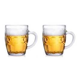 2pcs Beer Mug Thick Glass Handle Drinking Cup