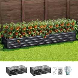 Green Fingers Raised Garden Bed 320X80X45cm Ergonomic Planter Box Raised Container Galvanised Herb