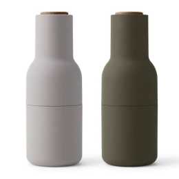 Audo Copenhagen Set of 2 Salt & Pepper Bottle Grinders Hunting Green w/Walnut Lid