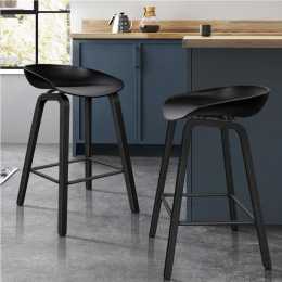 2x ALFORDSON Bar Stools Wade Wooden All Black