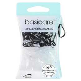 Basicare Antimicrobial Snagless Elastic Hair Bands Black Clear 50 Pack