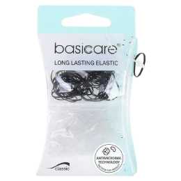 Basicare Antimicrobial Snagless Elastic Hair Bands 100 Pack Black and Clear